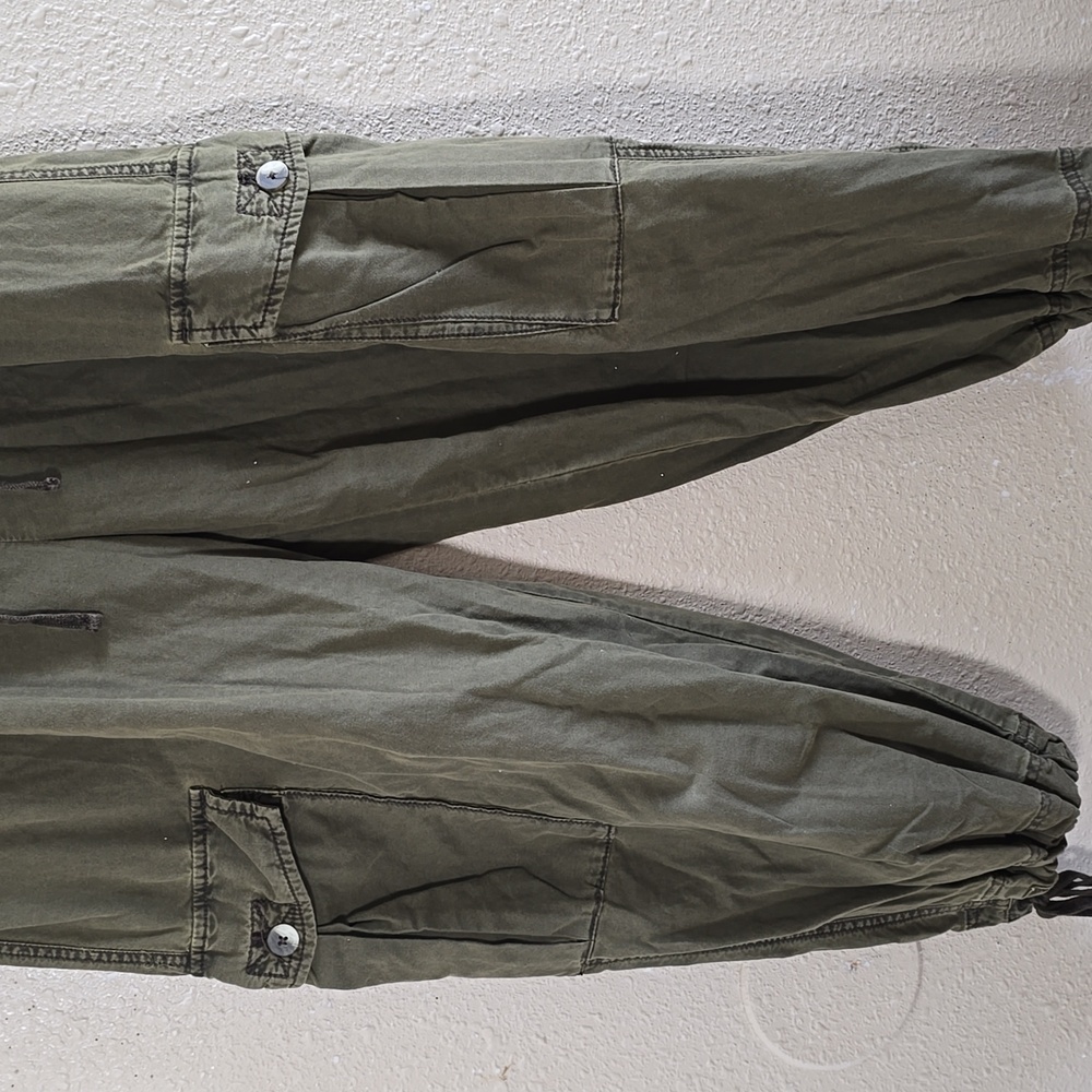 Free People Green Cargo Pants with Elastic Ankle Cuffs - Picture 3 of 9